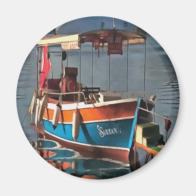 Sultan Taxi Boot Marmaris Schöne Kunst Magnet (Vorne)