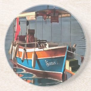 Sultan Taxi Boot Marmaris Schöne Kunst Sandstein Untersetzer