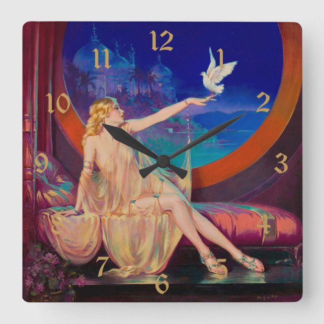 Sultana, das arabische Sultanat's Concubine 1925 Quadratische Wanduhr (Vorderseite)