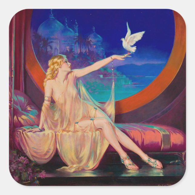 Sultana, das arabische Sultanat's Concubine 1925 Quadratischer Aufkleber (Vorderseite)