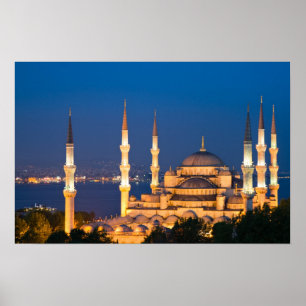 Sultans-Ahmed-Moschee während Dämmerung Plakats Poster