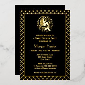 Sultry Mermaid on Crescent Moon FS Sweet Sixteen Folien Feiertagskarte