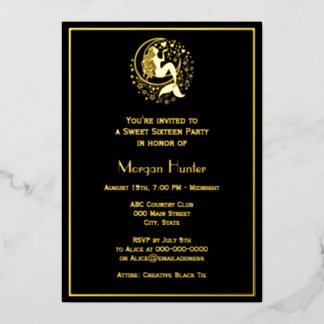 Sultry Mermaid on Crescent Moon Sweet Sixteen Folien Feiertagskarte