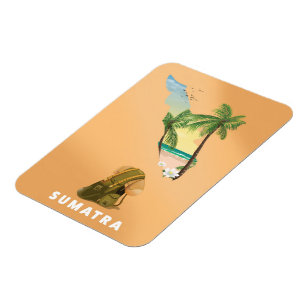 Sumatra illustrierte Reisekarte Poster Magnet