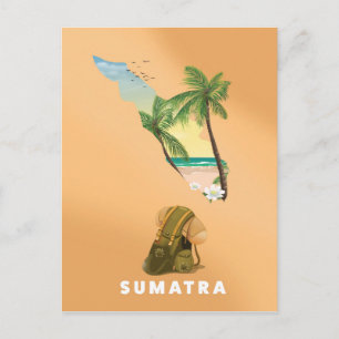 Sumatra illustrierte Reisekarte Poster Postkarte