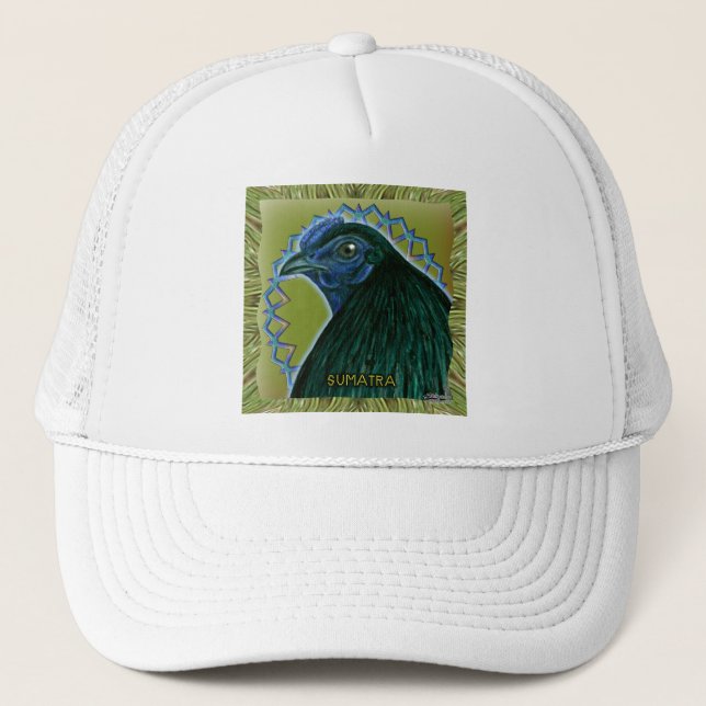 Sumatra Rooster Gerahmt Truckerkappe (Vorderseite)