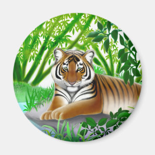 Sumatran Tiger in Bambus Jungle Magnet