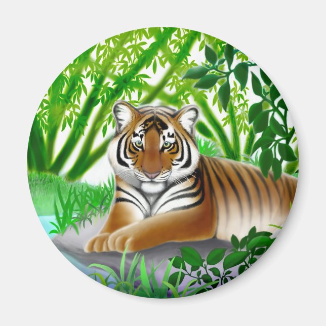 Sumatran Tiger in Bambus Jungle Magnet (Vorne)