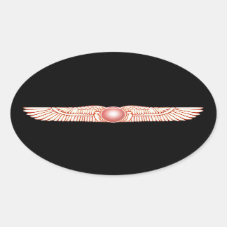 Sumerische Anunnaki Winged Sun-Scheibe Ovaler Aufkleber