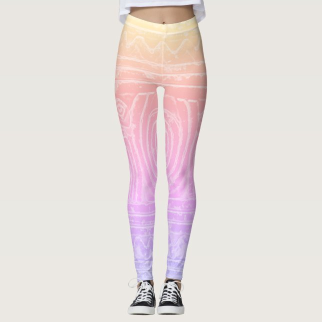 Sumerischer Mesopotamianischer Muster rosa Gelber  Leggings (Vorderseite)