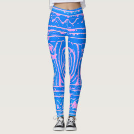 Sumerisches Mesopotamian Muster Pink Blau Leggings