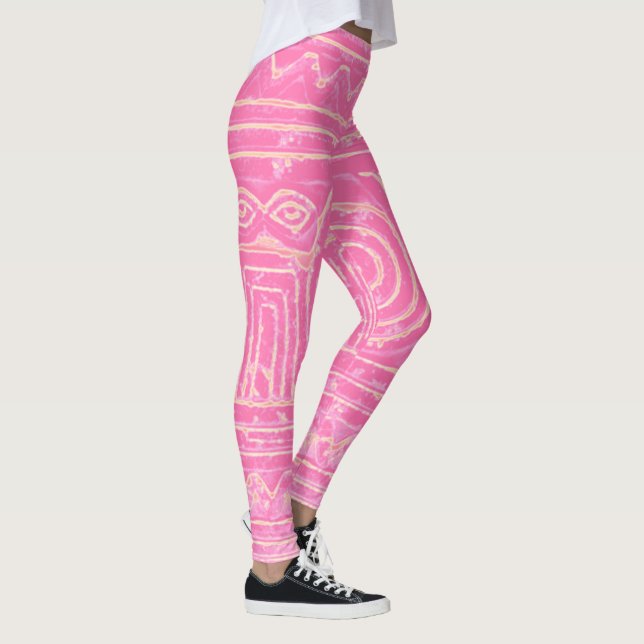 Sumerisches Mesopotamian-Muster rosa Leggings (Rechts)