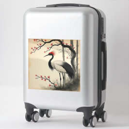 Sumi-E Red-Crowned Crane Vinyl Sticker