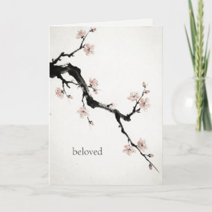 Sumi-E-Tinte Kirschblüte Sanftes Valentinsgruß Feiertagskarte
