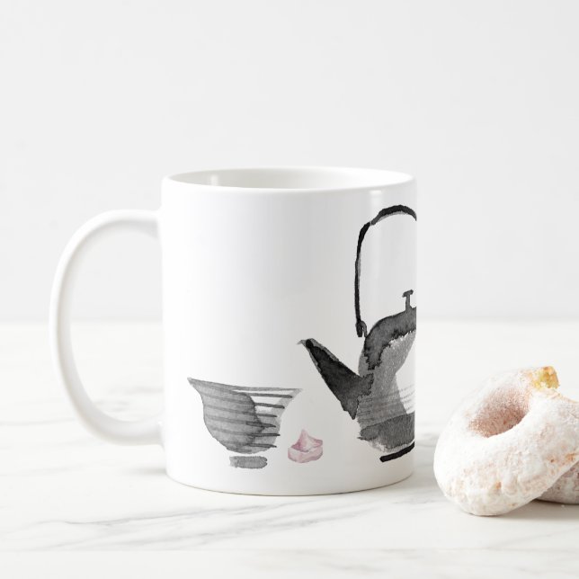 Sumi-e Tinte mit Zen-Zitat Kaffeetasse (Mit Donut)