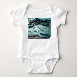 Suminagashi, japanische Marmorkunst. Baby Strampler
