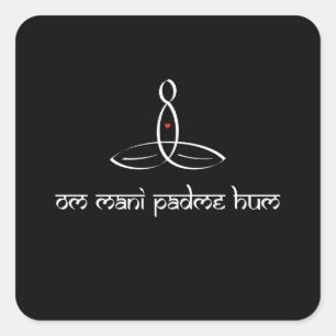 Summen OM Mani Padme - weiße Sanskrit Art Quadratischer Aufkleber