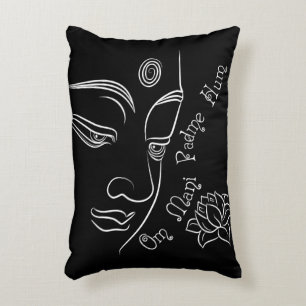 Summen-Weiß Buddhas Lotus OM Mani Padme Dekokissen