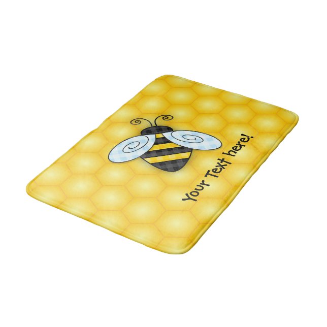 Summende Hummel-und Bienenwaben-Ikone Badematte (Schrägansicht)