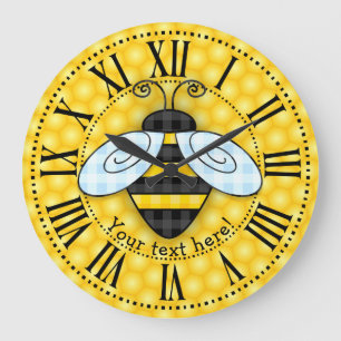 Summende Hummel-und Bienenwaben-Ikone Große Wanduhr
