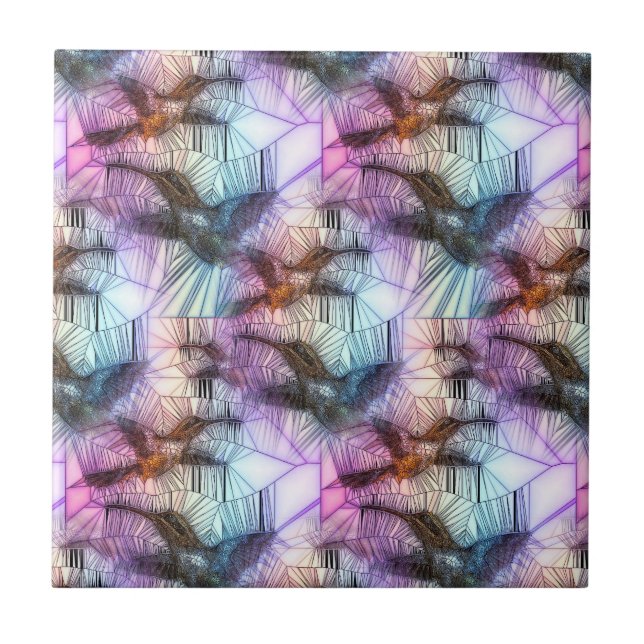 Summenvogel-Buntglas Fliese (Vorderseite)