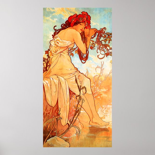 Summer Alfons Mucha Art Nouveau Poster (Vorne)