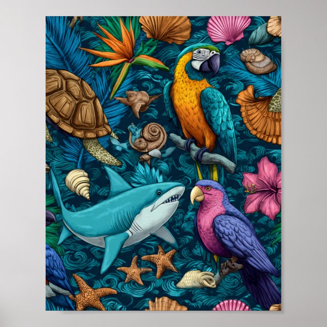 Summer Animals Beach Pattern Poster Gift (Vorne)