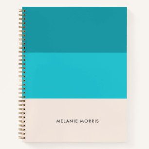 Summer Aqua Blue Beach Vibe Stripes Notizbuch