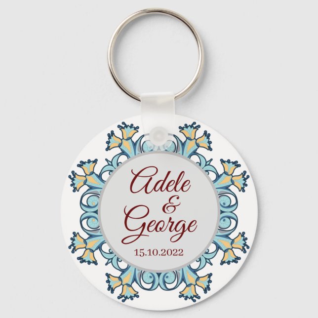 Summer Aquamarine | Hochzeitlicher Schlüsselanhäng Schlüsselanhänger (Vorderseite)