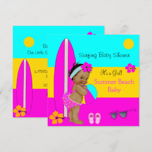 Summer Baby Shower Girl Beach Baby Surfen Ethnisch Einladung