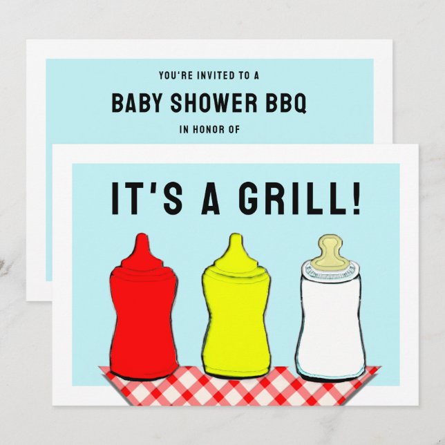 Summer Baby Shower GRILLEN Einladung (Vorne/Hinten)