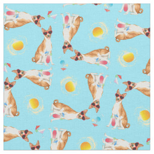 Summer Basenji Fabric Stoff