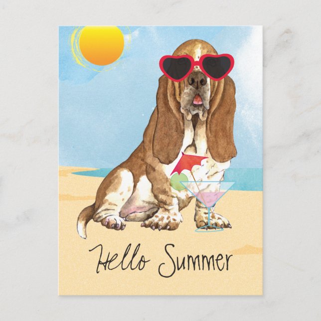 Summer Basset Hound Postkarte (Vorderseite)