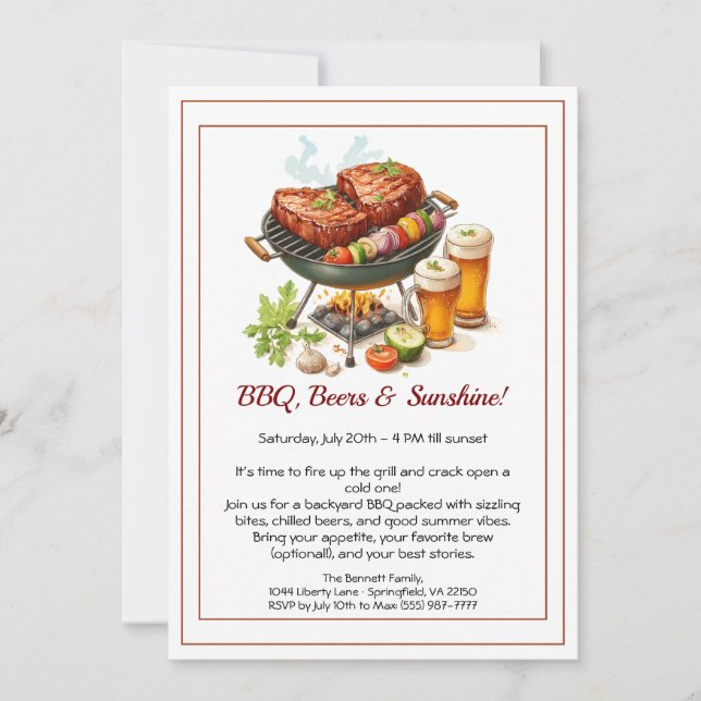 Summer BBQ & Beer Party Invitation – Backyard Cook (Devant)