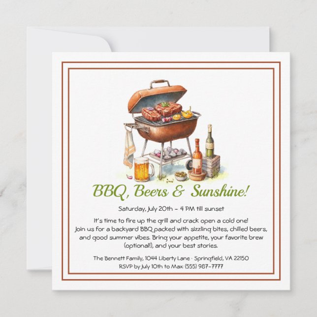 Summer BBQ & Beer Party Invitation – Backyard Cook (Devant)