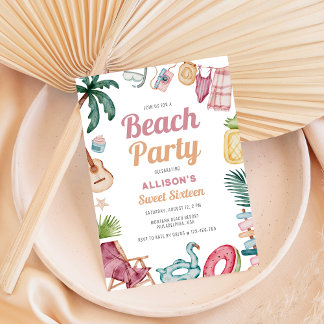 Summer Beach 16 . Geburtstag Einladung
