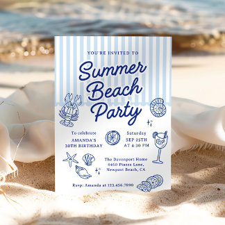 Summer Beach Adult Birthday Party Einladung