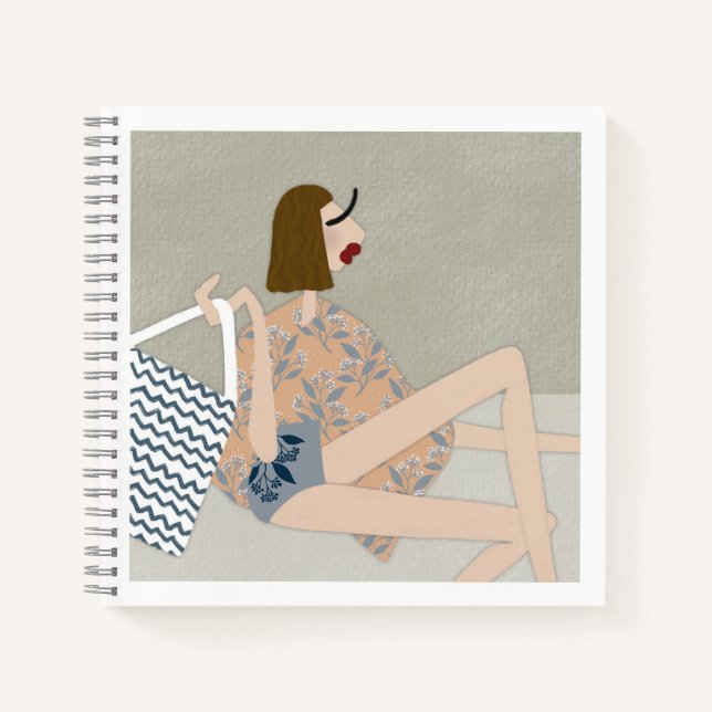Summer Beach Babe Fashion Illustration Notizbuch (Vorderseite)
