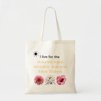 Summer Beach Bag with Flowers and Sun Tragetasche