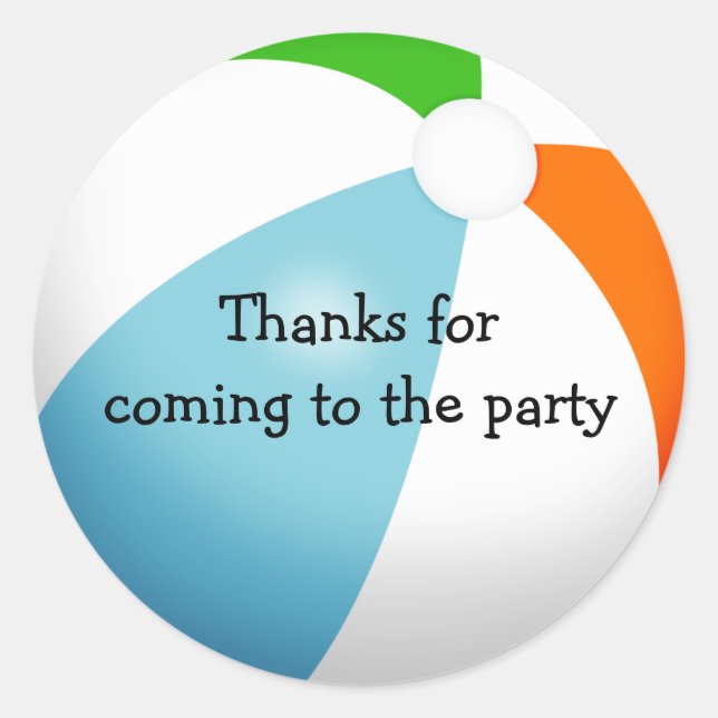 Summer Beach Ball Pool Party Vielen Dank Runder Aufkleber (Vorderseite)