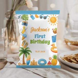 Summer Beach Birthday Party Chip Bag Wrapper Flyer