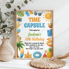 Summer Beach Birthday Party Time Kapselunterschrif Poster