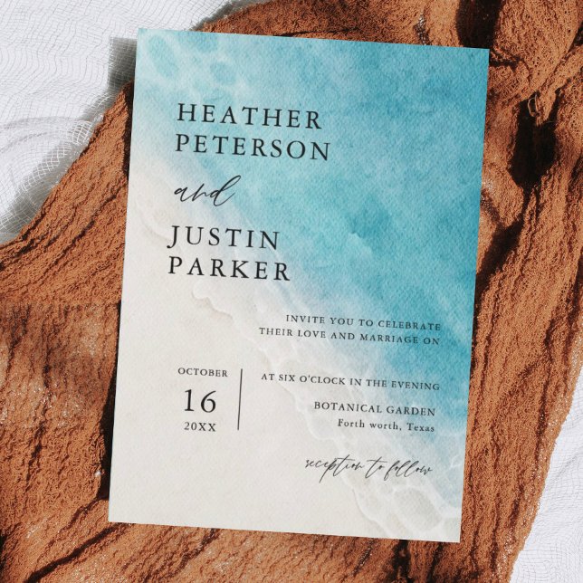 Summer Beach Blue Hochzeit in Urlaubsort Einladung (Von Creator hochgeladen)