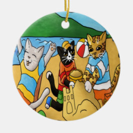 Summer Beach Cats Keramik Ornament