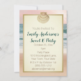 Summer Beach Cream Seashell Pink Sunset Sweet 16 Einladung