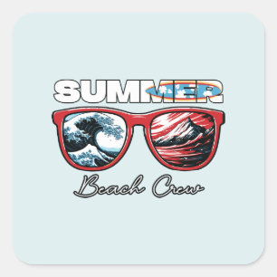 Summer Beach Crew - Summer Vibes Quadratischer Aufkleber