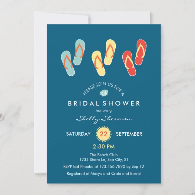 Summer Beach Flip Flops Invitation nuptiale de dou (Devant)