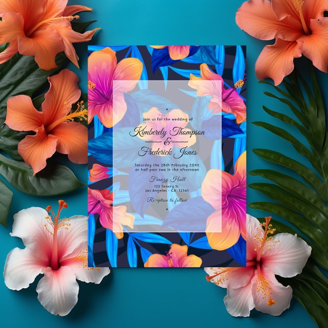 Summer Beach Floral Wedding Einladung (Luau Aloha cover)