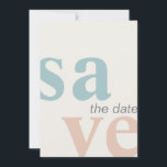 Summer Beach Foto Save the Date<br><div class="desc">"Rett" in extra großen Buchstaben und ein Platz für das besondere Foto auf der Rückseite.</div>