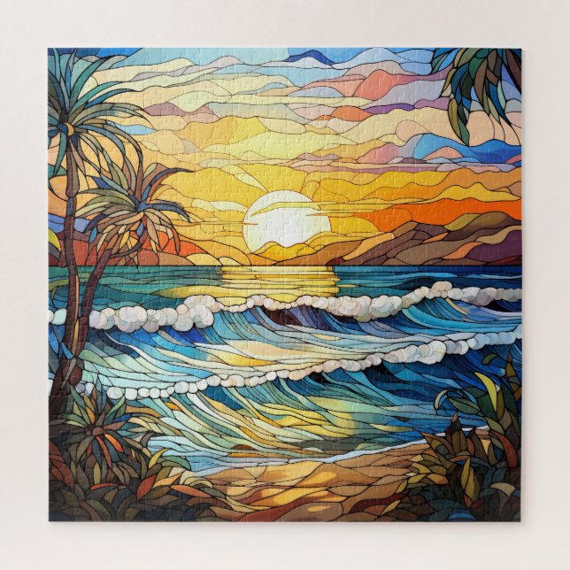 Summer Beach gestresstes Glass-Puzzle (Vertikal)